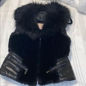 Guess leather fur vest